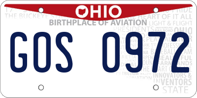 OH license plate GOS0972
