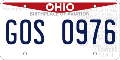 OH license plate GOS0976