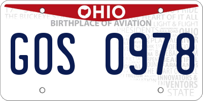 OH license plate GOS0978