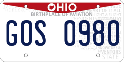 OH license plate GOS0980