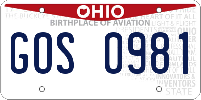 OH license plate GOS0981