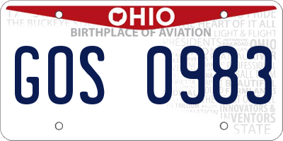 OH license plate GOS0983