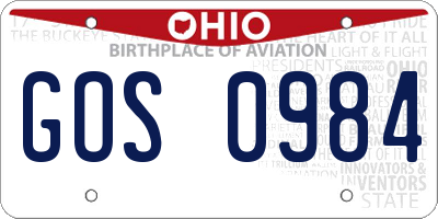 OH license plate GOS0984