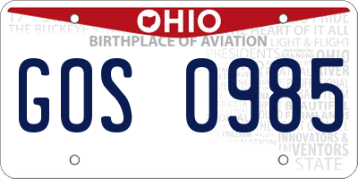 OH license plate GOS0985