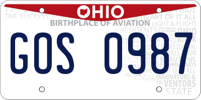 OH license plate GOS0987