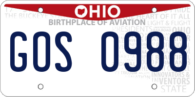 OH license plate GOS0988