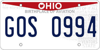 OH license plate GOS0994