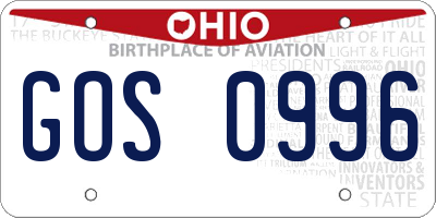 OH license plate GOS0996