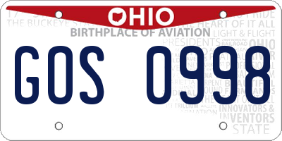 OH license plate GOS0998