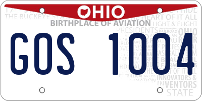 OH license plate GOS1004