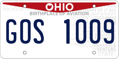 OH license plate GOS1009