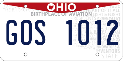 OH license plate GOS1012