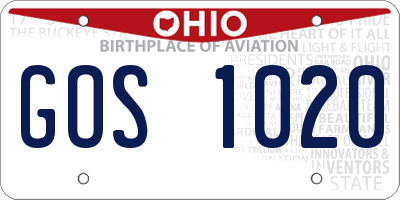 OH license plate GOS1020