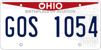OH license plate GOS1054