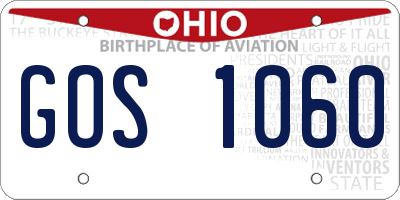 OH license plate GOS1060