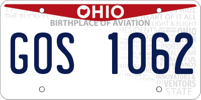 OH license plate GOS1062