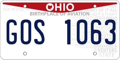 OH license plate GOS1063