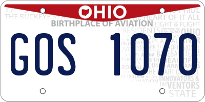 OH license plate GOS1070