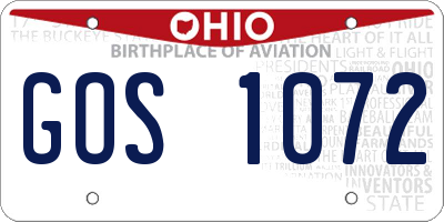 OH license plate GOS1072