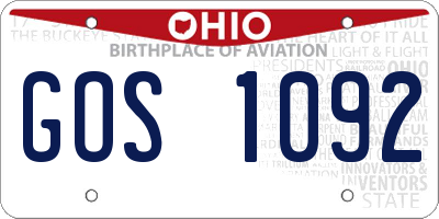 OH license plate GOS1092