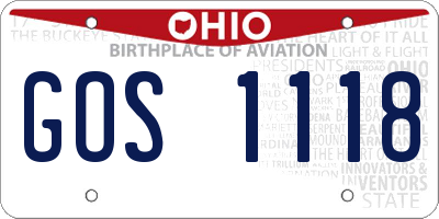 OH license plate GOS1118