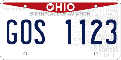 OH license plate GOS1123