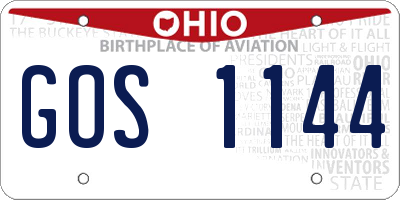 OH license plate GOS1144