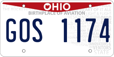 OH license plate GOS1174