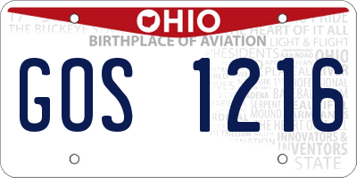 OH license plate GOS1216