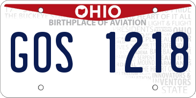 OH license plate GOS1218
