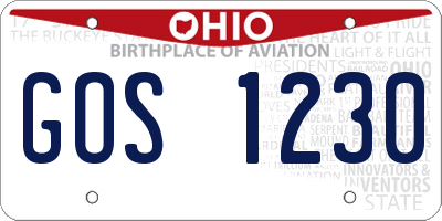 OH license plate GOS1230