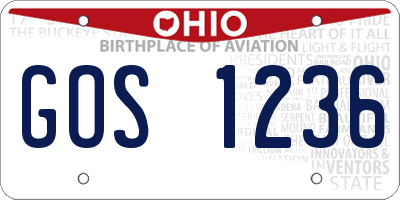 OH license plate GOS1236