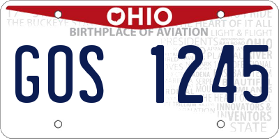 OH license plate GOS1245