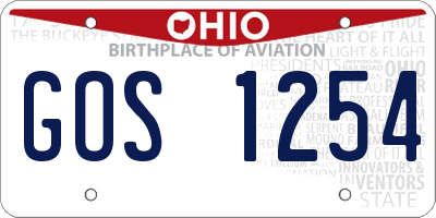 OH license plate GOS1254