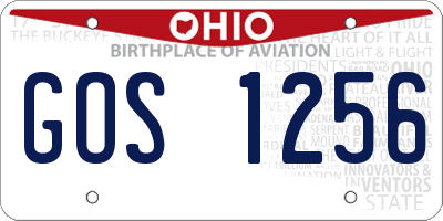 OH license plate GOS1256