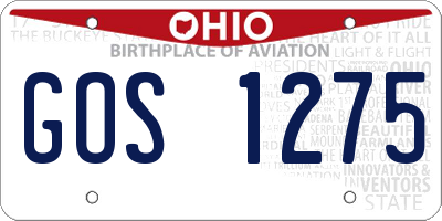 OH license plate GOS1275