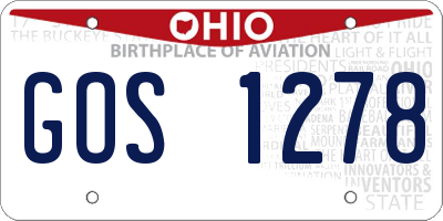 OH license plate GOS1278