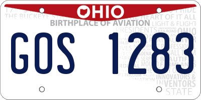 OH license plate GOS1283