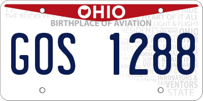 OH license plate GOS1288
