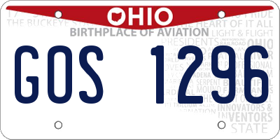 OH license plate GOS1296