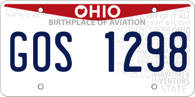 OH license plate GOS1298