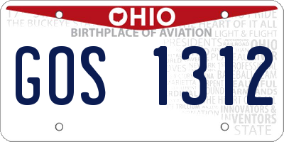 OH license plate GOS1312