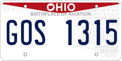 OH license plate GOS1315