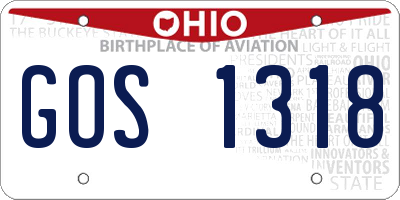 OH license plate GOS1318