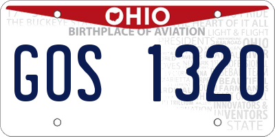 OH license plate GOS1320