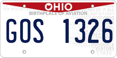 OH license plate GOS1326