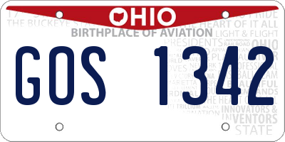 OH license plate GOS1342