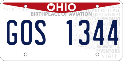 OH license plate GOS1344