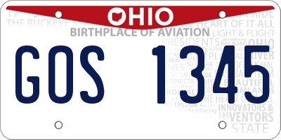 OH license plate GOS1345