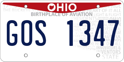 OH license plate GOS1347